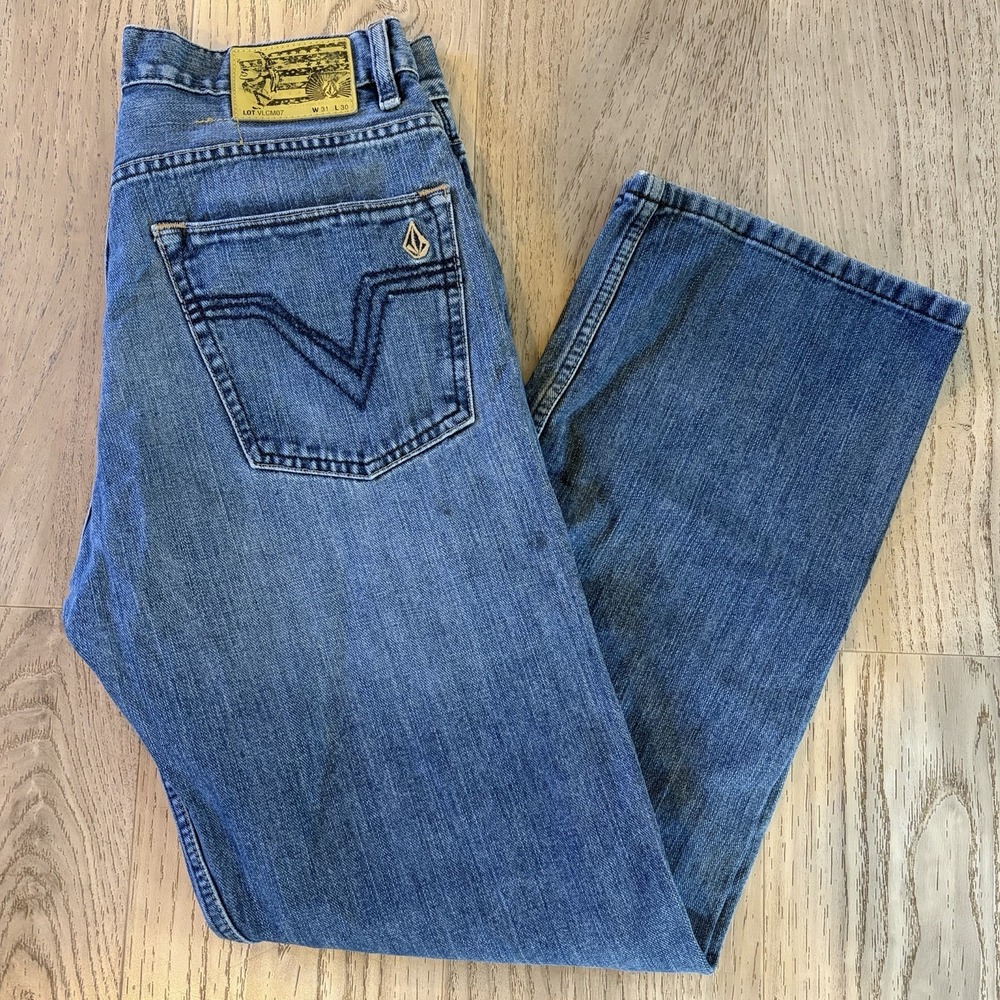 Volcom Brand Jeans Men 31x30 Classic Straight Leg Medium Wash Denim‎ Casual
